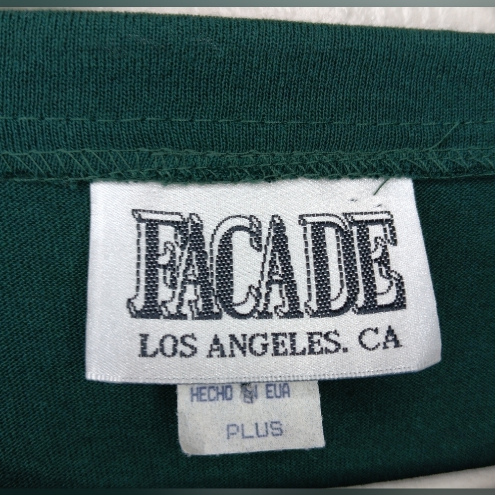 VTG 80s Thanksgiving Women's Plus OS Shirt Green Shoulder Pads Facade USA NWOT - Picture 8 of 9